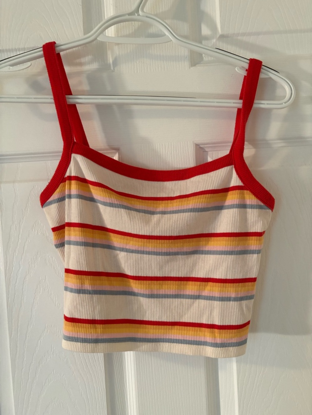 PacSun Red-Trim Striped Ribbed Cami Tank